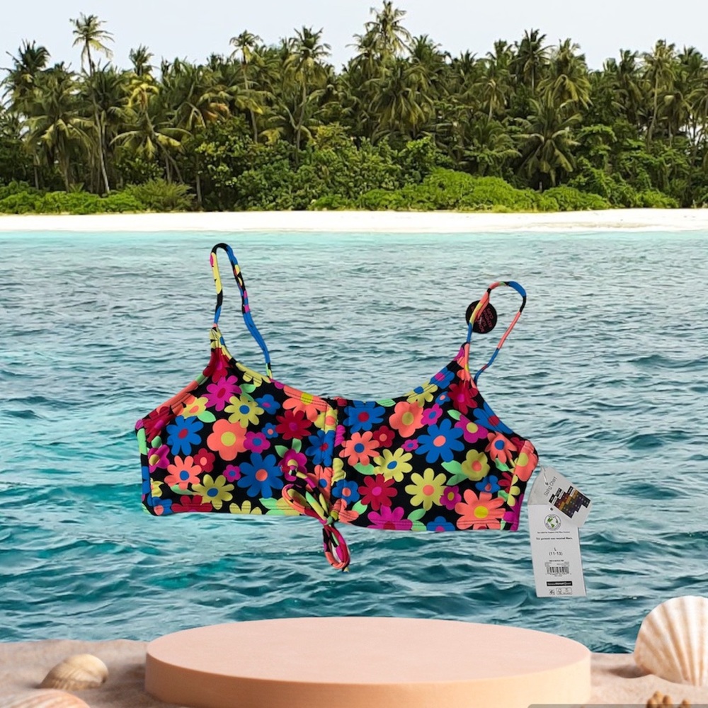 No Boundaries bright floral bikini Top Junior Sz M (7-9) Women’s Sz S NWT